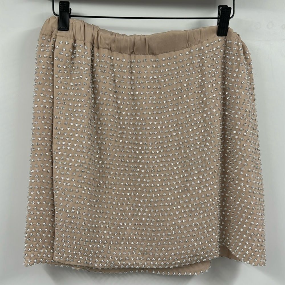L’AGENCE Silk Beaded Faux Wrap Mini Skirt Large